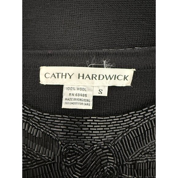 Cathy Hardwick Black Wool Beaded Bow Detail Sweater S - Picture 7 of 9